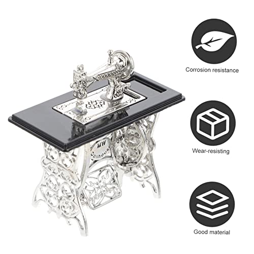 STOBOK 1 St mini-naaimachine poppenhuis voetnaaimachine micro naaimachine model meubels meubilair poppenhuis inrichting poppenhuis meubelmodel tram- pedaal ambachten legering - Image 8