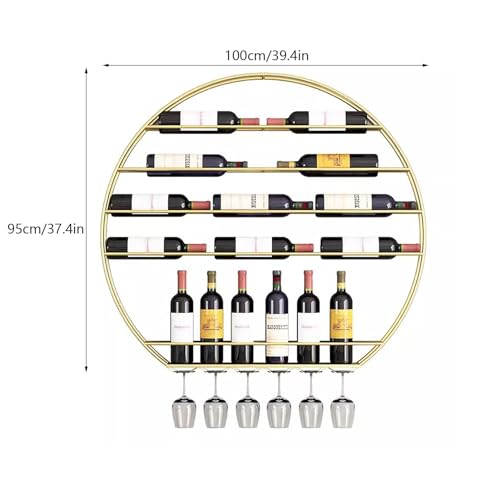 Support en fer pour verres à vin et bouteilles finition dorée - 8