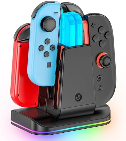 Switch 1/2 Controller Charger for Nintendo Switch 1/ OLED Joycon, Charging Docking Station, Storage Stand with Charge Cable，2-in-1 Charger Dock for Joy con 2/1 Accessories