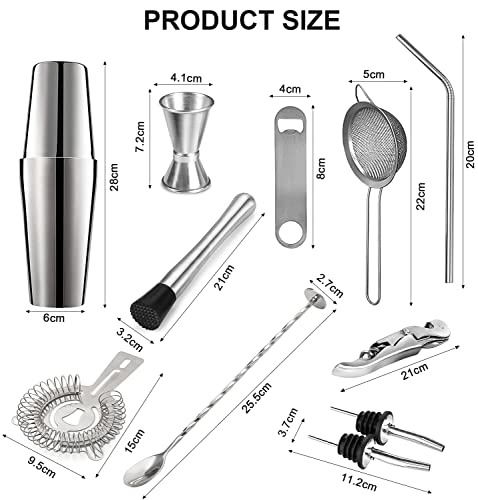 Cocktail Shaker Set, 750ML Bar Tool Set, 15-Teiliges Edelstahl Shaker Bar Zubehör, Professionelles Cocktail Mixing Set… - Image 4