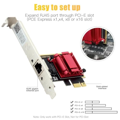 Tarjeta de Red PCI-E 2.5G a RJ45 con Chip RTL8125B para Redes Gigabit Ethernet 10/100/2500Mbps Compatible Windows 7/8/10/11 y Linux miniatura 5