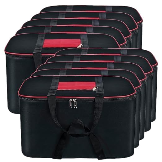 SSBC Underbed Storage Bag Moisture Proof Cloth Organiser Big Underbed Storage Bag with Zippered Closure and Handle(Black Red, 54x46x28cm) (PACK OF 1) (Pack Of 10)-image-15