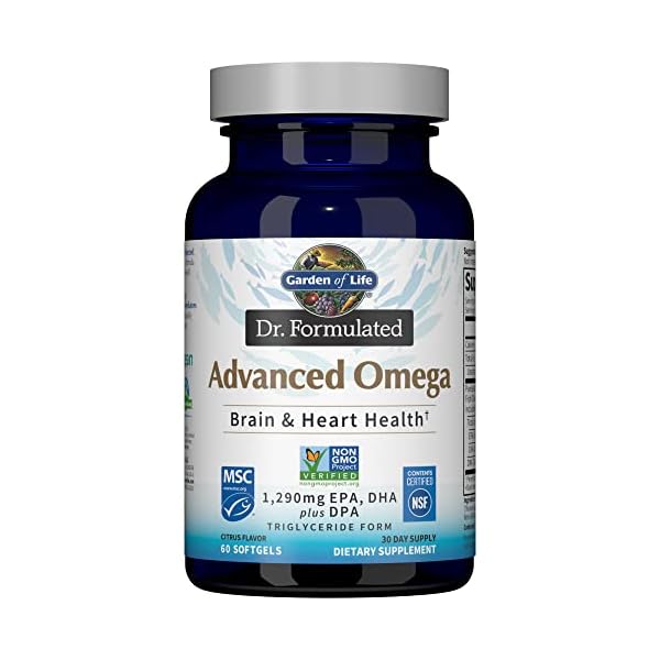 Garden of Life Dr. Formulated Advanced Omega Fish Oil - Lemon, 1,290mg EPA, DHA + DPA in Triglyceride Form, Single…