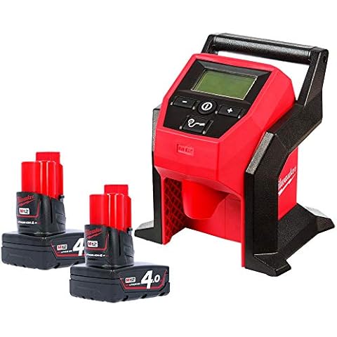 Milwaukee M12BI 12V Sub-Compact Tyre Inflator with 2 x 4.0Ah Batteries Cover