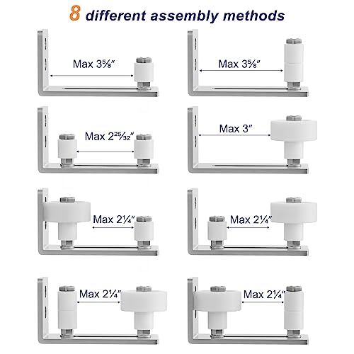 Image of SMARTSTANDARD Sliding Barn Door Floor Guide for Bottom Adjustable Roller - 8 Setup Options for DIYers - Flush Design Bottom Flat Barn Door Floor Guide Stay Roller (Brushed Nickel) 2PCS