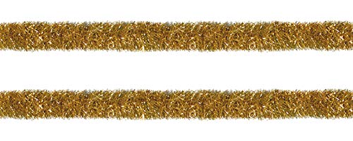 Beistle 2 Piece Gold Metallic Plastic Gleam 'N Tinsel Garlands Hanging Decorations For New Year's Eve Christmas Birthday Party Supplies And Parade Floats, 4" x 100'