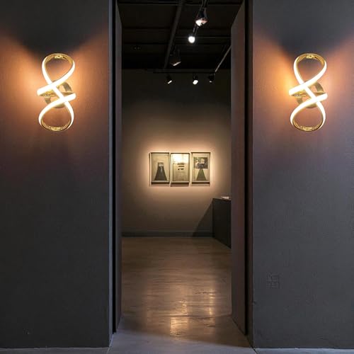 Image of Infinity Golden Modern Wall Light for Home, LED Wall Lamp with 3 Color Lighting (Cool /Warm /Natural White), Perfect for Bedroom, Hall, Pack of 1