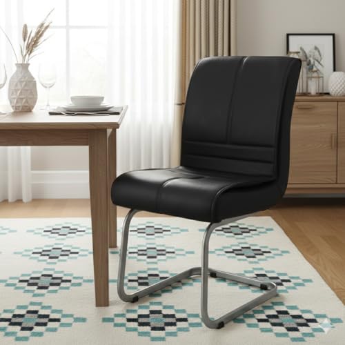 Image of NEWTURN Thanos No-Handles (Pre-Assembled) Office Visitor Chair| Fixed Stand Chair| Computer Chair| Study Chair| Desk Chair| Work from Home| Teak Wood Workstation Chair with 2 Years Warranty (Black)