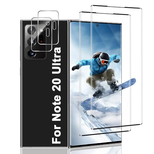 SURFCUZ (2+2 Pack Screen Protector For Note 20 Ultra With Camera Lens Protector, HD 99.99% Transparency, 9H Hardness, Support Fingerprint Unlock, Easy Installation, 6.9 Inch