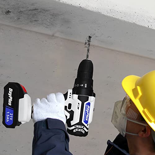 21-V-Akku-Bohrschrauber mit 2 x 1500 mAh Batterien, Akku-Bohrmaschine mit 3/8"Schnellspannbohrfutter, 2 Geschwindigkeiten, LED-Arbeitslicht-Bohrmaschine, Kombitreiber 29 STÜCK DIY-Bohrzubehör-Kit – Bild 8