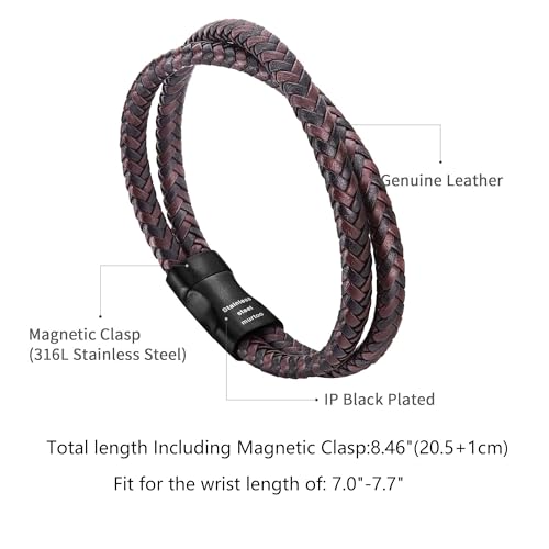 murtoo Mens Bracelet Leather Braided, Brown and Black Leather Bracelet for Men2