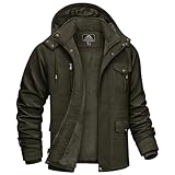 [KEFITEVD] ミリタリージャケット メンズ ボア 冬服 モッズコート 防寒着 裏ボア アウター 厚手 バイクジャケット ライダース コート 大きいサイズ 登山 ブルゾン 保温 作業ジャンパー od グリーン JP XL