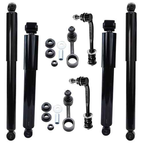 Image of Detroit Axle - 8pc Shock Absorbers Kit for 2004-2009 Dodge Durango Chrysler Aspen, 4 Front & Rear Shock Absorbers, 4 Front & Rear Sway Bar Links Replacement 2005 2006 2007 2008