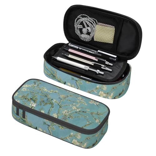 Image of Van Gogh Almond Blossoms Large Pencil Case With Zipper Compartments Stationery Pencil Bag For Kids Teens Students School Supplies