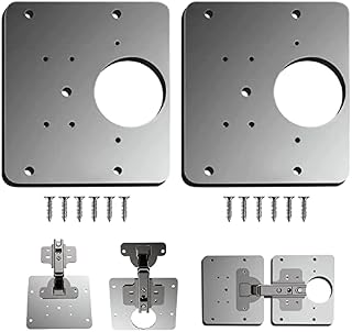 Hinge Repair Plate, 2 PCS Cabinet Hinge Repair Brackets,DWTECH Kitchen Cupboard Door Hinge Repair Plate Kit with Hole, Stainless Steel Flat Fixing Brace Brackets with Screw