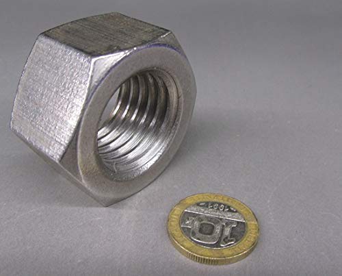 18-8 Stainless Steel Hex Nut 1 1/8"-7 Thread x 1-11/16" W x 31/32" H 3 Pcs