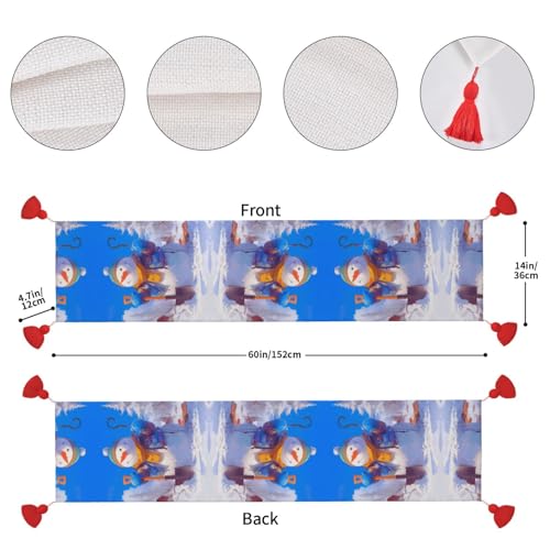 Chemin de table bonhomme de neige pour une décoration de table de ferme authentique