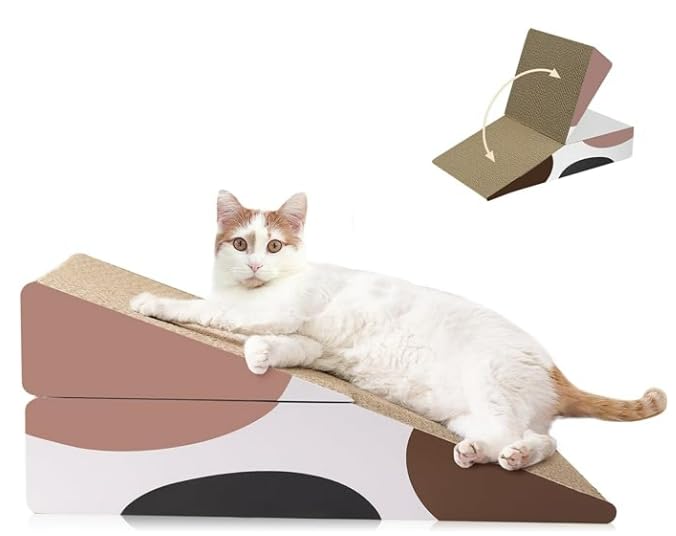 ComSaf Cat Scratcher Cardboard, Triangle Kitty Cat Scratching Pad, Recycle Corrugate Scratcher for Indoor Cats, Cat Scratch Bed Long Lasting Reversible, Cat Scratching Pad for Furniture Protection