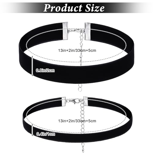 Gjinxi 2 Stück Choker Kette Damen, Schwarz Velvet Halsband Damen, Halskette Set, Verstellbare Klassische Kropfband Schmuck, Für Frauen Und Mädchen, Dancing Halloween Geburtstag Party Cosplay