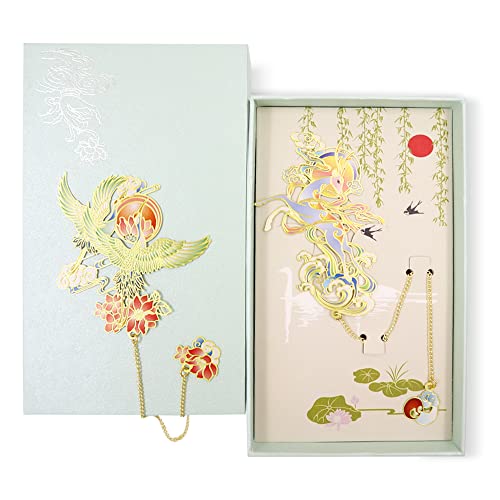 LELE LIFE Lot de 2 marque-pages en métal avec boîte exquise, colorés et vintage en métal, marque-pages en laiton creux pour lecteurs, étudiants, style C + D Cover