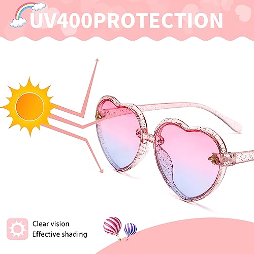 Cute Heart Sunglasses Kids for Toddler Girls Age 3-10 Fashion Sunnies with UV400 Protection4