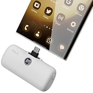 iWALK Small Portable Charger, 4,800mAh 18W PD Fast Charging Power Bank with Built-in USB-C Connector, External Mini Battery Pack for Samsung Galaxy S25/S24/S23, Android, iPhone 15/16/Pro/Max, White