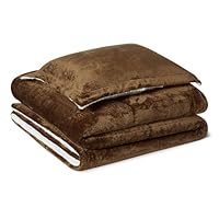 Amazon Basics Reversible Sherpa Comforter Set with Pillow Sham, Brown, Twin/Twin XL