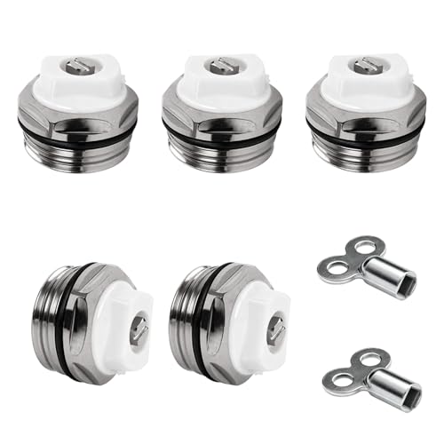 SIGANDG Válvulas de Ventilación de Radiador,Manual Boquilla de Escape para Radiador,Purgador Radiador Calefaccion 1/2 Pulgadas,con 2 Llaves para Purgar