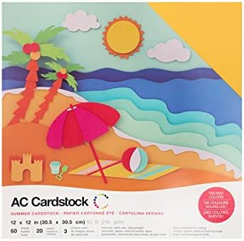 American Crafts Variety Pack Summer 60 Sheets of 12 x 12 Inch Cardstock