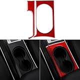 PJFUS Car Center Console Water Cup Holder Panel Handbrake Side Strip Sticker Set Real Red Carbon Fiber Interior Trim Compatible with Mazda 6(GG1/GY) 2003-2008/Mazdaspeed6 Sport/Grand Touring 2006-2008