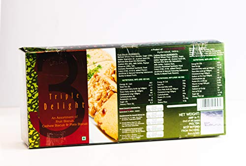 Image of Karachi Bakery Cashew Biscuits, 400g + Karachi Bakery Triple Delight Fruit Biscuit with Osmania and Green Pista, 600g