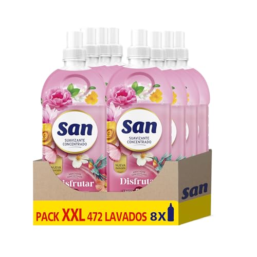 SAN Esencia DISFRUTAR | Suavizante Ropa Lavadora Líquido Concentrado | Pack de 8 x 59 Lavados = 472 Dosis
