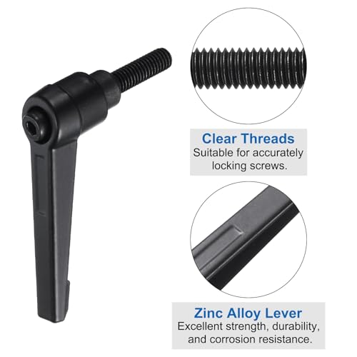 Image of uxcell 10pcs Lever Adjustable Handles M6 x 20mm Metric Male Thread, Level Clamping Handle Hand Stud Knobs Rotating Screw Handles Bolts with Locking Lever, Black