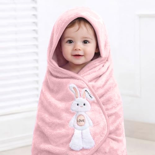 Image of MAXOSHINE Microfiber Kids Bath Towels Quick Dry Super Absorbent Super Soft Bath Towel for Babies Toddler-Baby Towel for Boys and Girls (1, Pink)