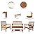Outvita 4-Piece Acacia Wood Patio Furniture Set, Outdoor Seating Chat Set with Off-White Cushions, Patio Conversation Set with Coffee Table, Loveseat, Garden, Backyard, Poolside