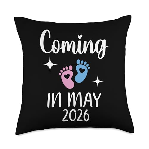 New Baby Coming in May 2026 Funny Baby Shower Boys Girls Throw Pillow