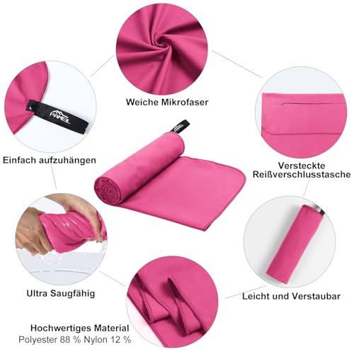 Fitness Handtuch |120x50cm| Kompakt & Schnelltrocknend mikrofaser Handtuch, Sporthandtuch, Reisehandtuch, Strandhandtuch mit Reißverschluss Tasche