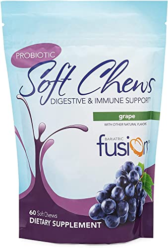 Bariatric Fusion Grape Flavored Probiotic Soft Chews with 10 Billion Live Organisms to Support Digestive & Immune Health, Chewy Bariatric Vitamin - 60 Count