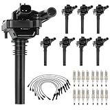 Set of 8 Ignition Coil Pack with Wire Set and 16 Spark Plugs Compatible with Dodge Chrysler Jeep 5.7L V8 Ram 1500 2500 3500 Durango Magnum 300 Grand Cherokee 2003 2004 2005 Replace UF378, 358329, 5306