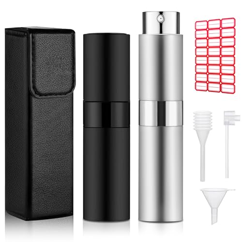 La Mejor Lista de Rafa Marquez Perfume del mes. 48 Atomizador Perfume de Portátil, Diseño Rotativo, 2 PCS Spray de Perfume, Dispensador de Perfume de 8 ml, Frasco Recargable de Perfume Aluminio para Mujer y Hombre, con Funda y...