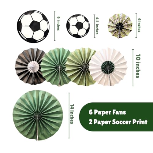 Image of Wanna Party Football Soccer Party Decorations Hanging Paper Fans Football Soccer Classroom Ceiling Wall Decor for Sport Game Day Birthday Decoration Items for Boys
