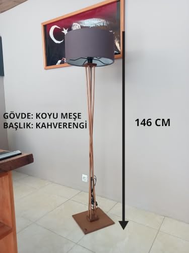 Kahverengi Başlık- Ahşap Lambader-Köşe Aydınlatma-Koyu Meşe