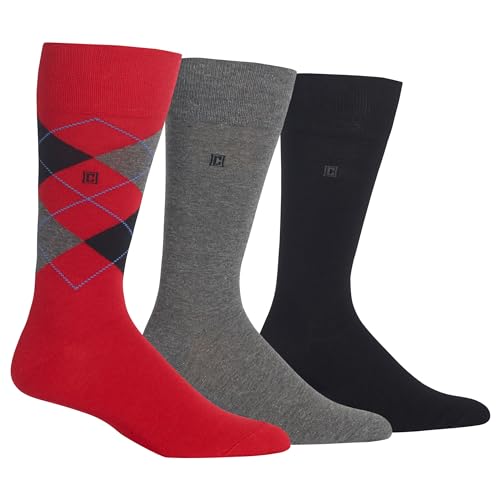 Chaps Men's Soft Argyle Dress Crew Socks-3 Pair Pack-Reinforced Heel and Toe