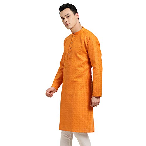 Sojanya (Since 1958 Men'S Cotton Linen Checked Only Long Kurta3