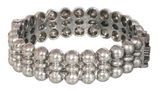 Image of Touchstone Indian bracelets for women mixed metal cuff crystal rhinestones bracelet handcrafted wrist enhancer free size designer in gold or oxidized white tone
