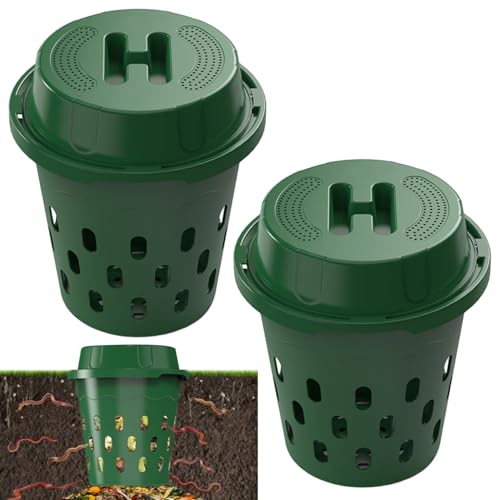 Compostiera per lombrichi interrati da 12 litri, contenitore per vermicompostaggio per aiuole da giardino e uso domestico, compostiera per lombrichi verdi per principianti