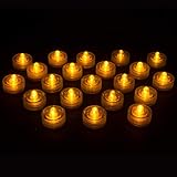 Furora LIGHTING Flameless Floating Candles, Flickering Warm Yellow Led Waterproof Tea Lights, Floating Pool Lights, Wedding Pool Decorations Candle, Floating Candles for Centerpieces - Pack of 24