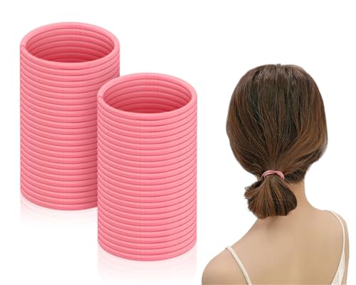 DS. DISTINCTIVE STYLE Hair Ties 50 Pieces 2.5 mm Elastic Hair Bands Hair Rubber Bands Ponytail Holders (Pink)