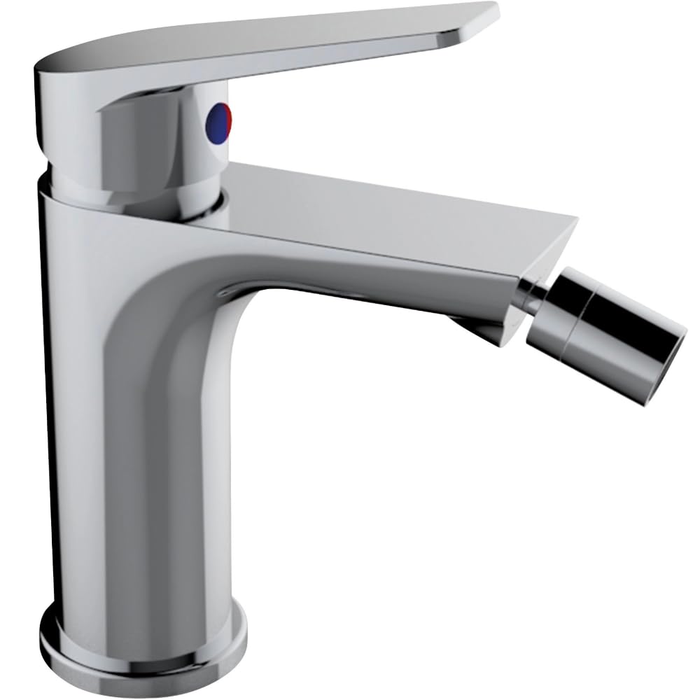 Schläfer 26505015 | Miscelatore Monocomando per Bidet Bagno serie Leonardo con Scarico automatico 1 1/4, Rubinetto Monoforo Cartuccia diam35mm Cromo Argento, Made in Italy