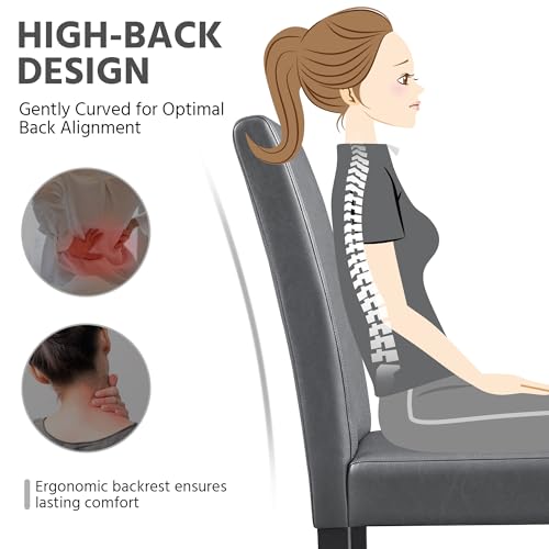 image for Yaheetech Dining Chairs Set of 4 PU Leather Upholstered Parsons Dining